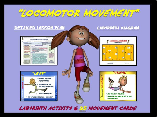 PE Activities: “Locomotor Movement”- 25 Movement Cards and Labyrinth Activity