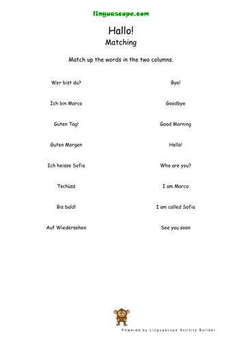 Lesson pack - primary German Hallo