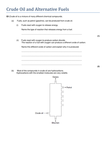 AQA C1 Crude oil module fully resourced