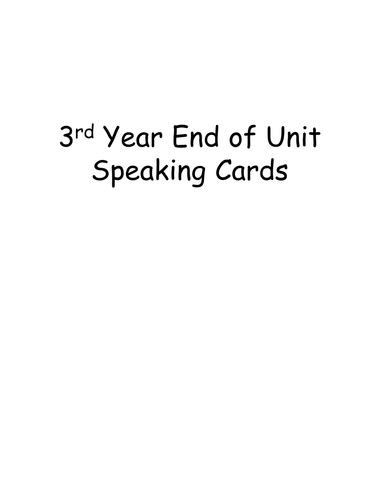 TT3 End of Unit Speaking Photo Cards with teacher questions - new GCSE style
