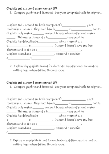 Diamond and Graphite comparison, Giant covalent structures