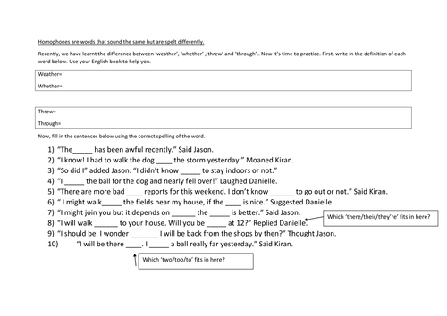 Homophone Activity Weather Whether Threw Through Correction
