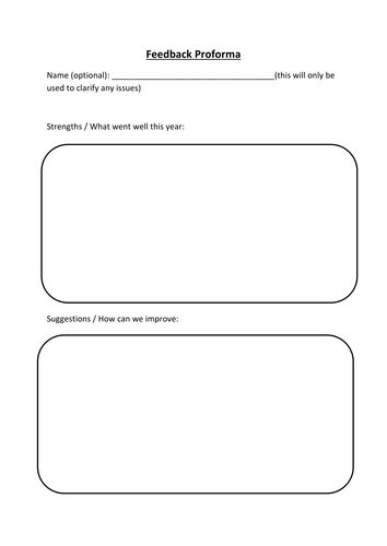 Department Analysis - Feedback Proforma