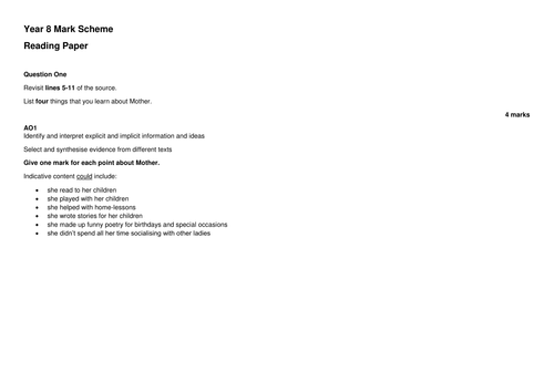 AQA English Language Paper One Style Exam for KS3