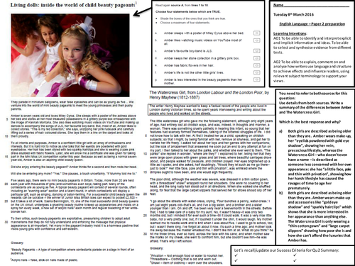 AQA GCSE English Language paper 2 NEW SPEC materials