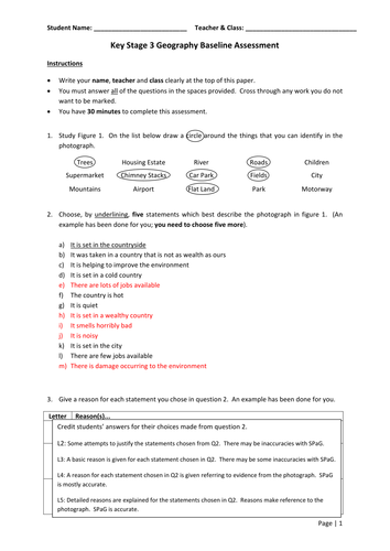 KS3 Geography Baseline Assessment