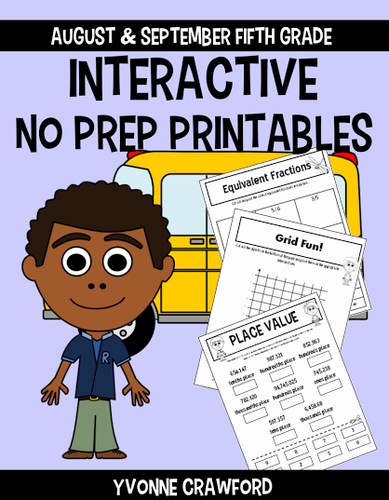 Back to School Interactive No Prep Printables - Fifth Grade