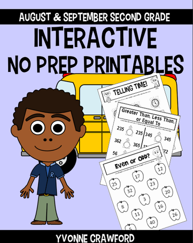 Back to School Interactive No Prep Printables - Second Grade