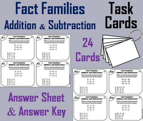Fact Families: Addition and Subtraction Task Cards