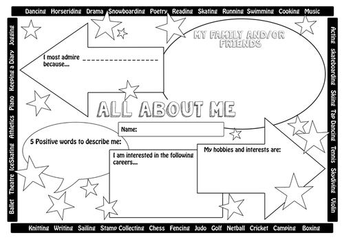 All About Me & Favourite Things Transition / New Class Worksheets