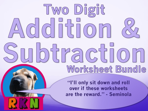 Two Digit Addition and Subtraction Worksheet Bundle (60 pages)
