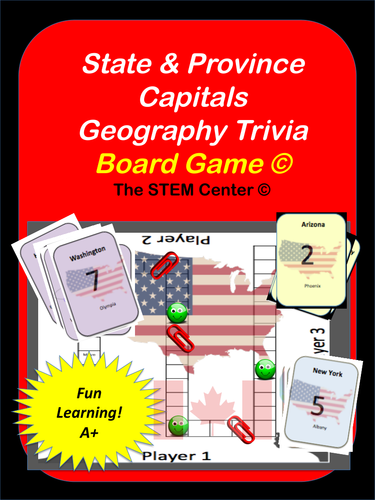 United States Capitals And Canadian Capitals Trivia Game Teaching 