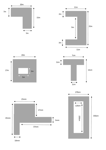 Find the AREA of composite shapes (rectangles and squares