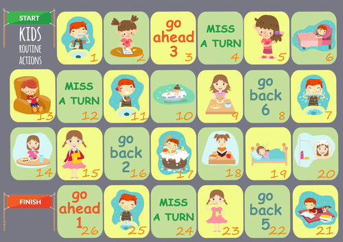 Present day. Daily Routine Board game. Everyday Routine Board game. Daily Routine games for Kids. My Day Board game.