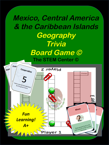Mexico and Central America Geography: Trivia Board Game