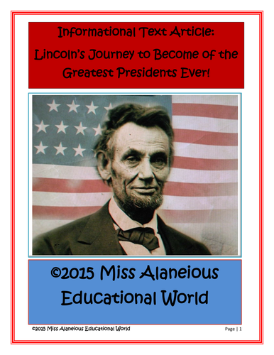 Informational Text Article: Young Lincoln's Journey!