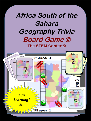 Africa South of Sahara: Trivia Board Game