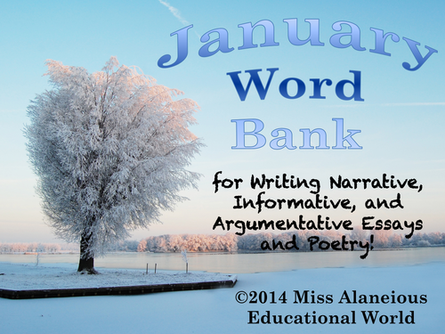 January Word Bank for Writing Essays and Poetry!