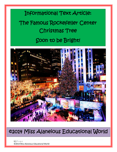 Informational Text Article: The Famous Rockefeller Center Christmas Tree!