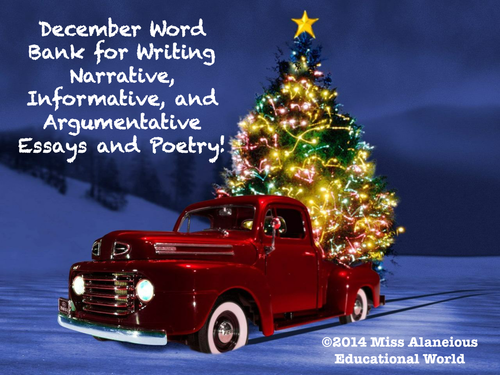 December Word Bank for Writing Essays and Poetry!