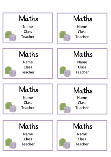 math notebook labels