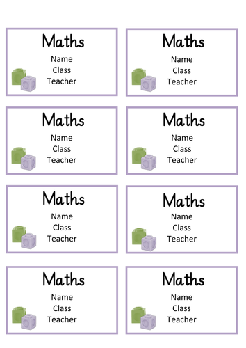 Maths Book Labels