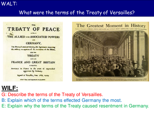 Terms of the Treaty of Versailles. Peacemaking and the League of Nations