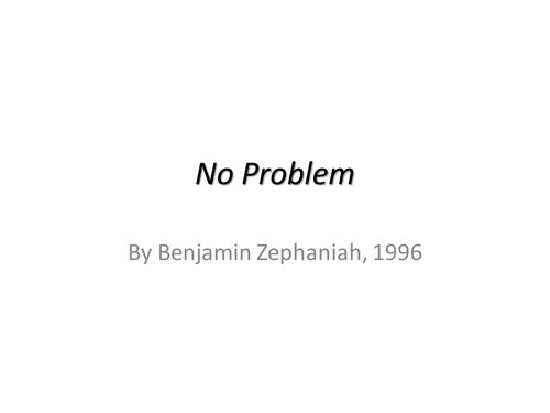 Conflict Poetry - 'No Problem' By Benjamin Zephaniah