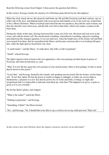 Sample Christmas Carol English Literature Question for AQA  Spec starting 2015