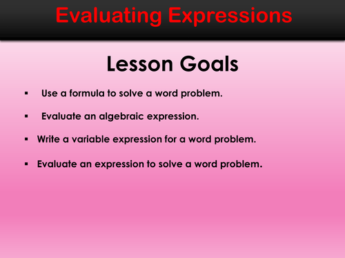 Evaluating Expressions Mini-Lesson | Teaching Resources