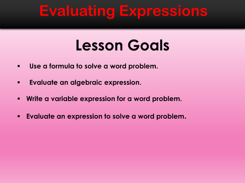 Evaluating Expressions Mini-Lesson
