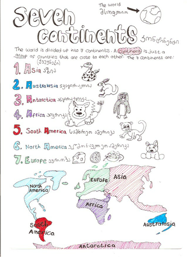 Continents: Geography Learning (English and Georgian Language)