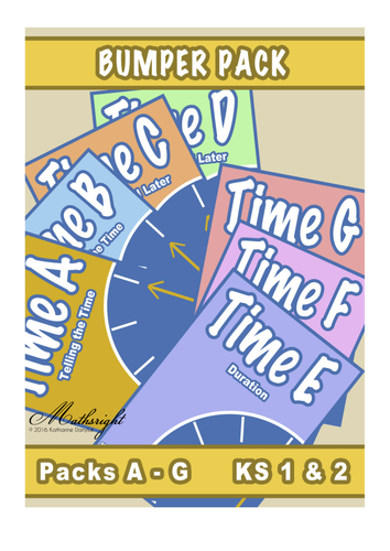 Telling the Time Bumper Pack contains Packs A,B,C,D,E,F,G