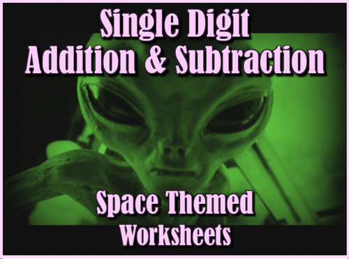 Single Digit Addition and Subtraction Worksheet Bundle - Space (60 Pages)