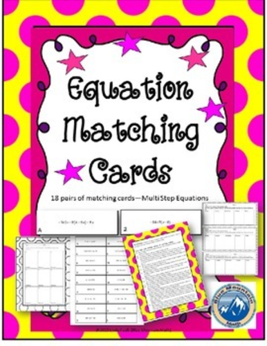 Multi Step Equation Matching Card Set | Teaching Resources