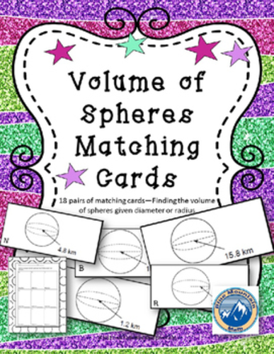 Volume of Spheres Matching Card Set