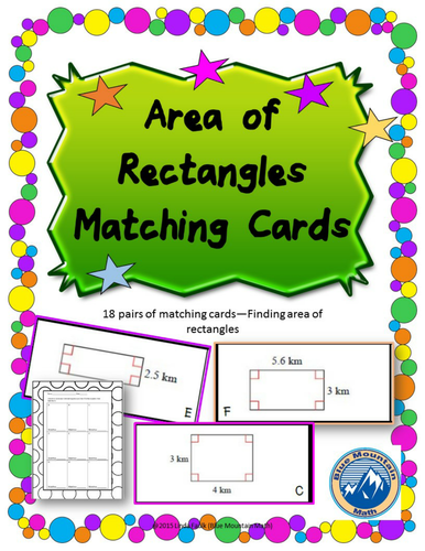 Area of Rectangles Matching Card Set