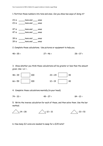 Gap Spotting for Year 2 ARE and Greater Depth Maths
