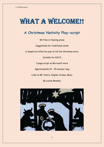 What a Welcome!!! Christmas Nativity playscript