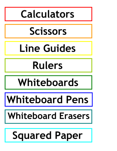 Resource Tray Labels