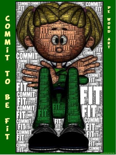 PE Word Art Poster: "Commit to be Fit"