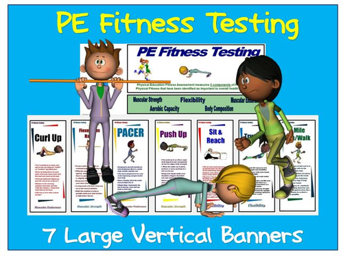 PE Fitness Testing: 7 Large Vertical Banners