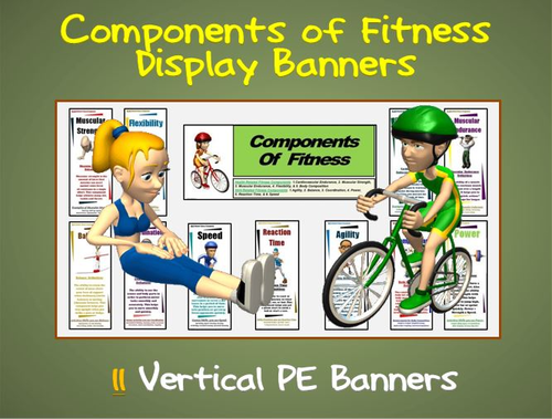 Components Of Fitness Display Banners 11 Large Vertical Pe Banners Teaching Resources