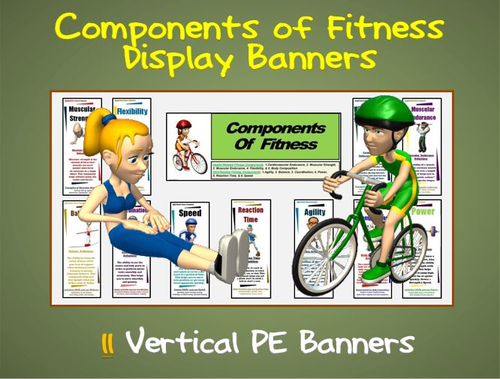 Components of Fitness Display Banners: 11 Large Vertical PE Banners