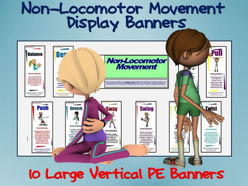 Non-Locomotor Movement Display Banners: 10 Large Vertical Banners