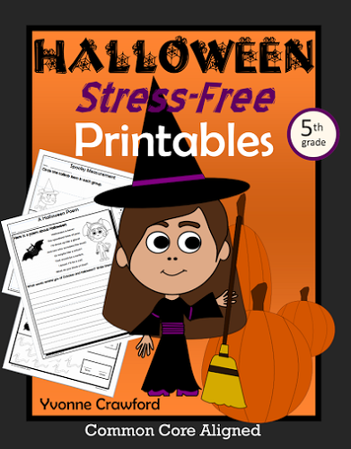 Halloween NO PREP Printables - Fifth Grade Common Core Math and Literacy