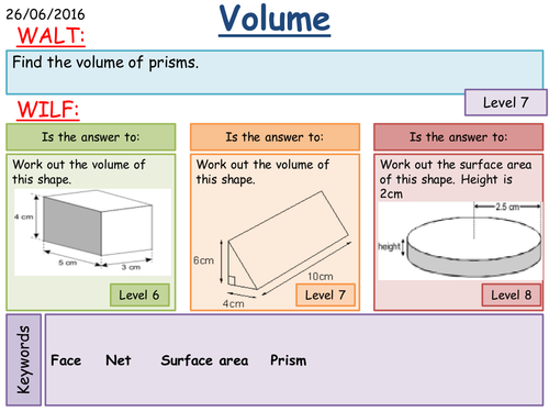 Maths KS3: Surface Area and Volume of Prisms