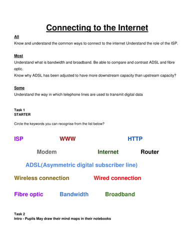 How the Internet works - KS3 and KS4 - 1 hr Lesson