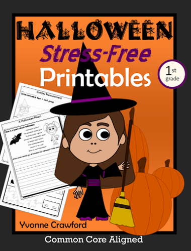 Halloween NO PREP Printables - First Grade Common Core Math and Literacy