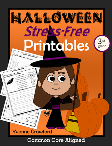 Halloween NO PREP Printables - Third Grade Common Core Math and Literacy